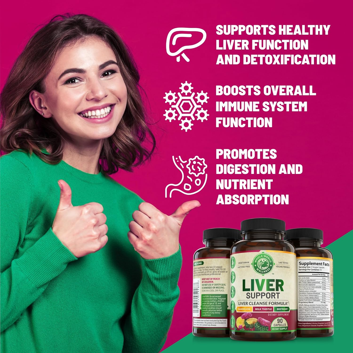 Liver Cleanse Detox & Repair Formula - Organic Support Supplement for Men and Women - 90 Pills for Liver Repair & Detox - 512mg (45-Day Supply)