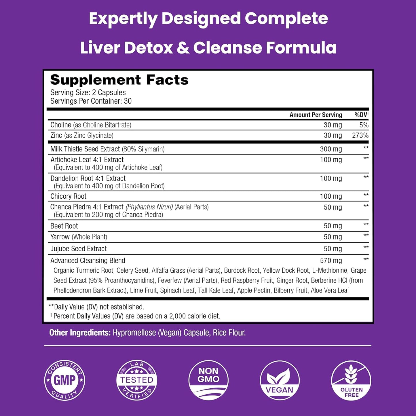 Liver Cleanse Detox & Repair Pills - Milk Thistle Extract Supplement for Liver Support - 120 Capsules Total