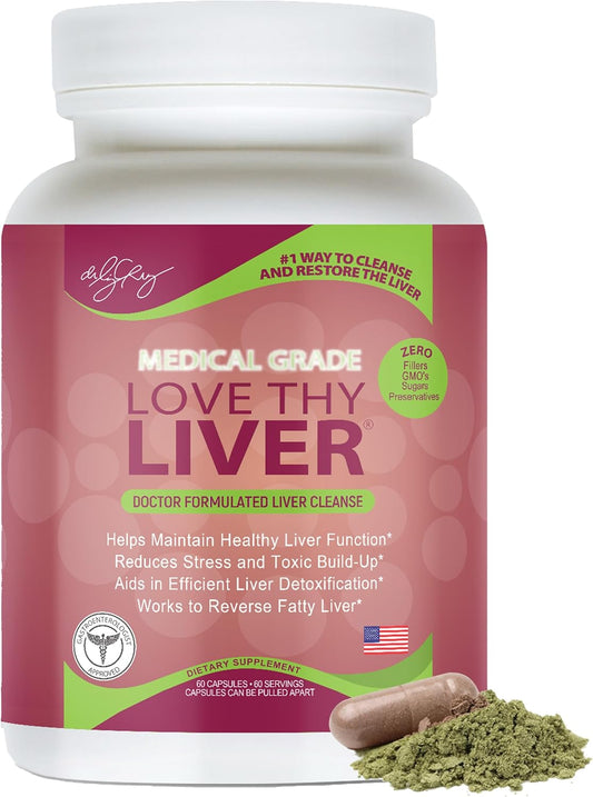 Liver Cleanse Detox & Repair Supplement - Enzymes, Herbs, Nutritive Ingredients - 60 Veggie Capsules - Dr. Liz Cruz Love Thy Liver