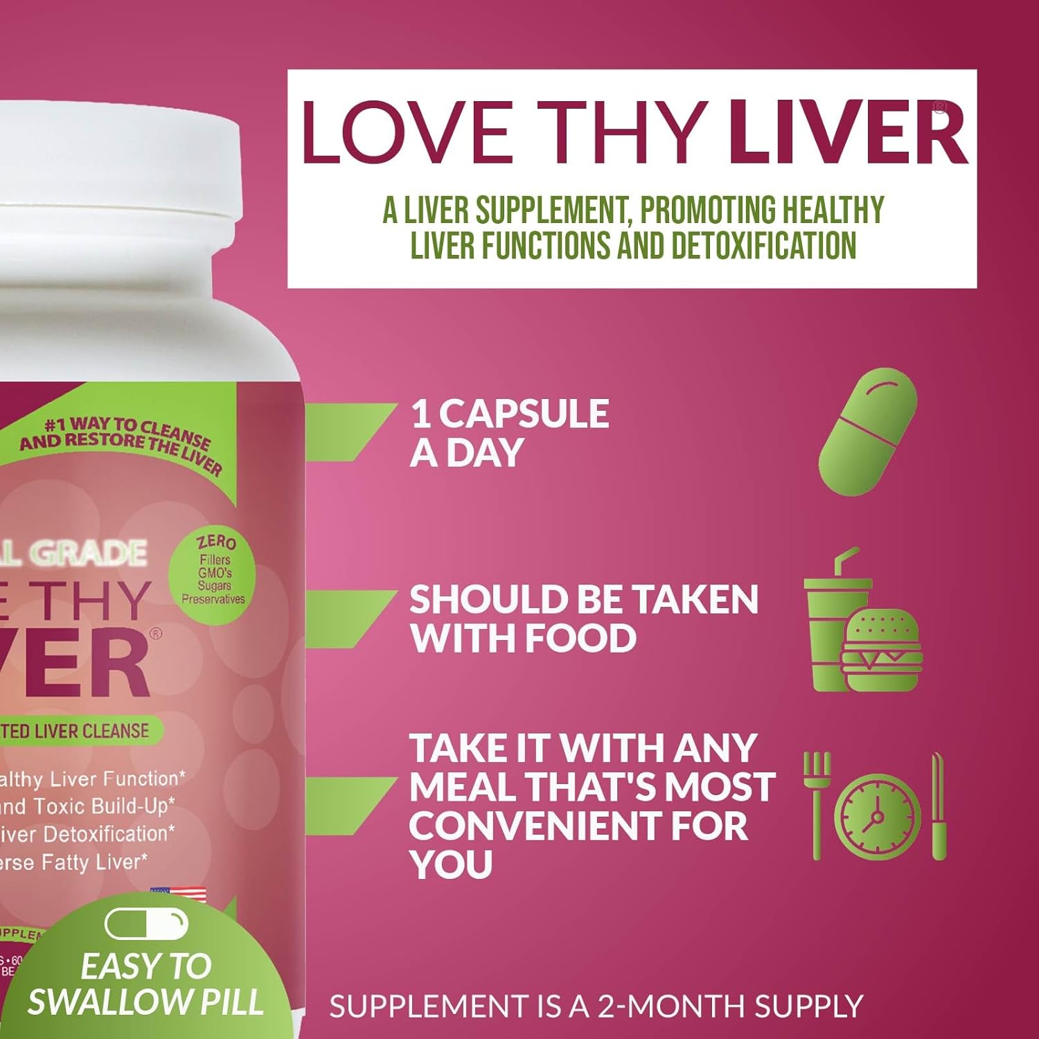 Liver Cleanse Detox & Repair Supplement - Enzymes, Herbs, Nutritive Ingredients - 60 Veggie Capsules - Dr. Liz Cruz Love Thy Liver