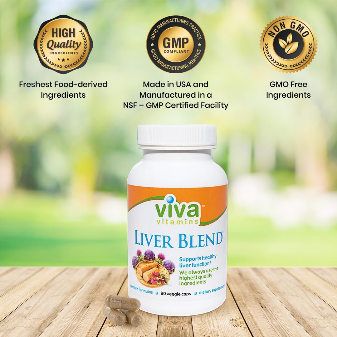 Liver Cleanse Detox & Repair Supplement with Milk Thistle & Artichoke Extract - Viva Vitamins Liver Blend for Optimal Liver Support, Vegan, Gluten Free, Non-GMO, 90 Veggie Caps