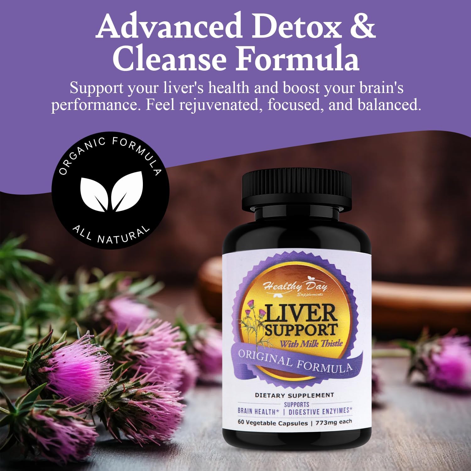 Liver Cleanse & Detox Supplement with Milk Thistle, Dandelion Root, and Artichoke Extract - Herbal Liver Support Formula for Liver Health - Silymarin Milk Thistle Detox Capsules