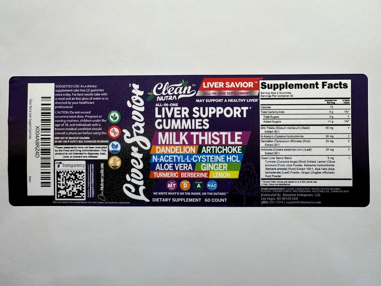 Liver Cleanse Detox Support Gummies with Milk Thistle & More - Clean Nutraceuticals Liver Cleanse Gummy Vitamins with Turmeric, Berberine, and More