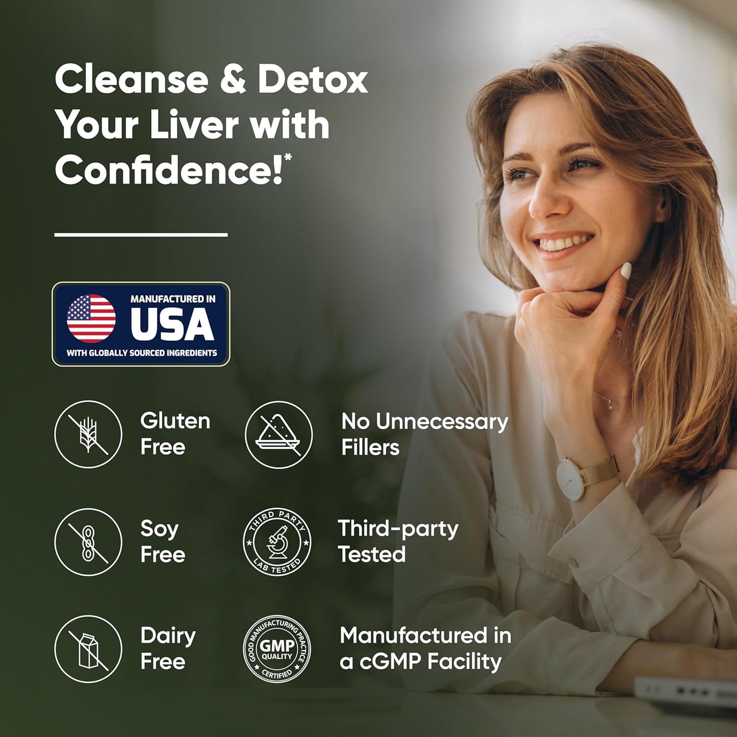 Liver Cleanse Detox Support Supplement for Fatty Liver Health - 70 Veg Capsules with Milk Thistle, Dandelion Root, and 9 Herbal Minerals - Men & Women