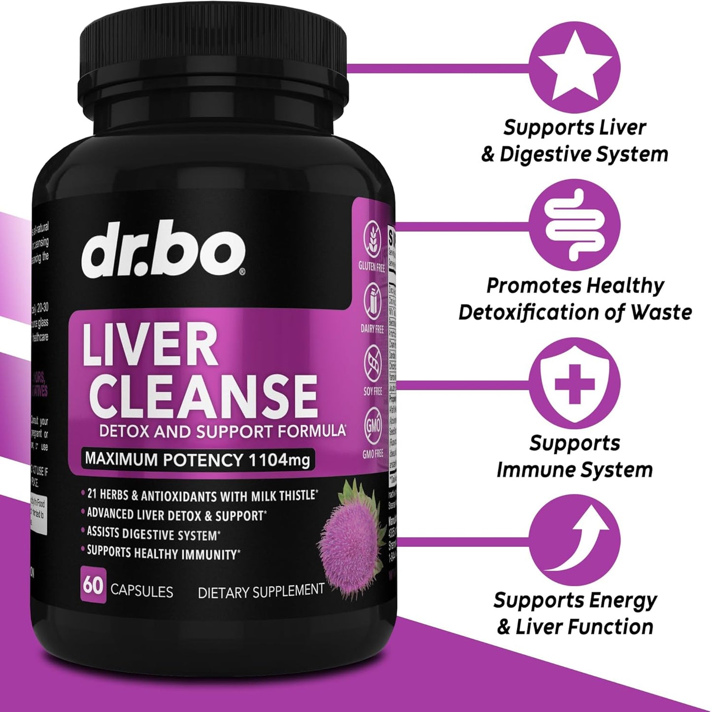Liver Cleanse Detox Support Supplement with Artichoke, Berberine, Turmeric - Gallbladder Care Formula Capsules, Milk Thistle Dandelion for Complete Health Repair