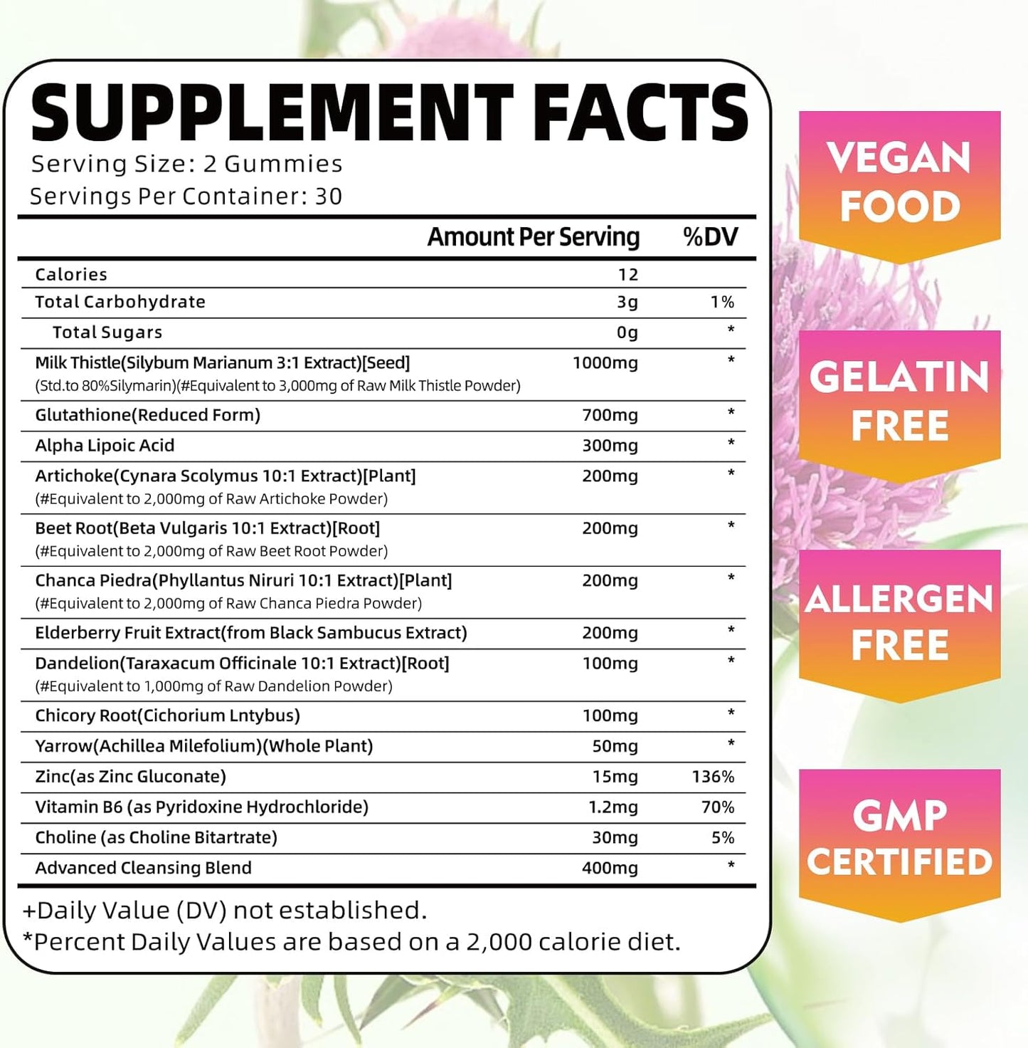 Liver Cleanse Gummies with Milk Thistle 3000mg - 24-in-1 Liver Health Supplement - Dandelion & Artichoke - 60 Sugar-Free Pineapple Flavored Gummies