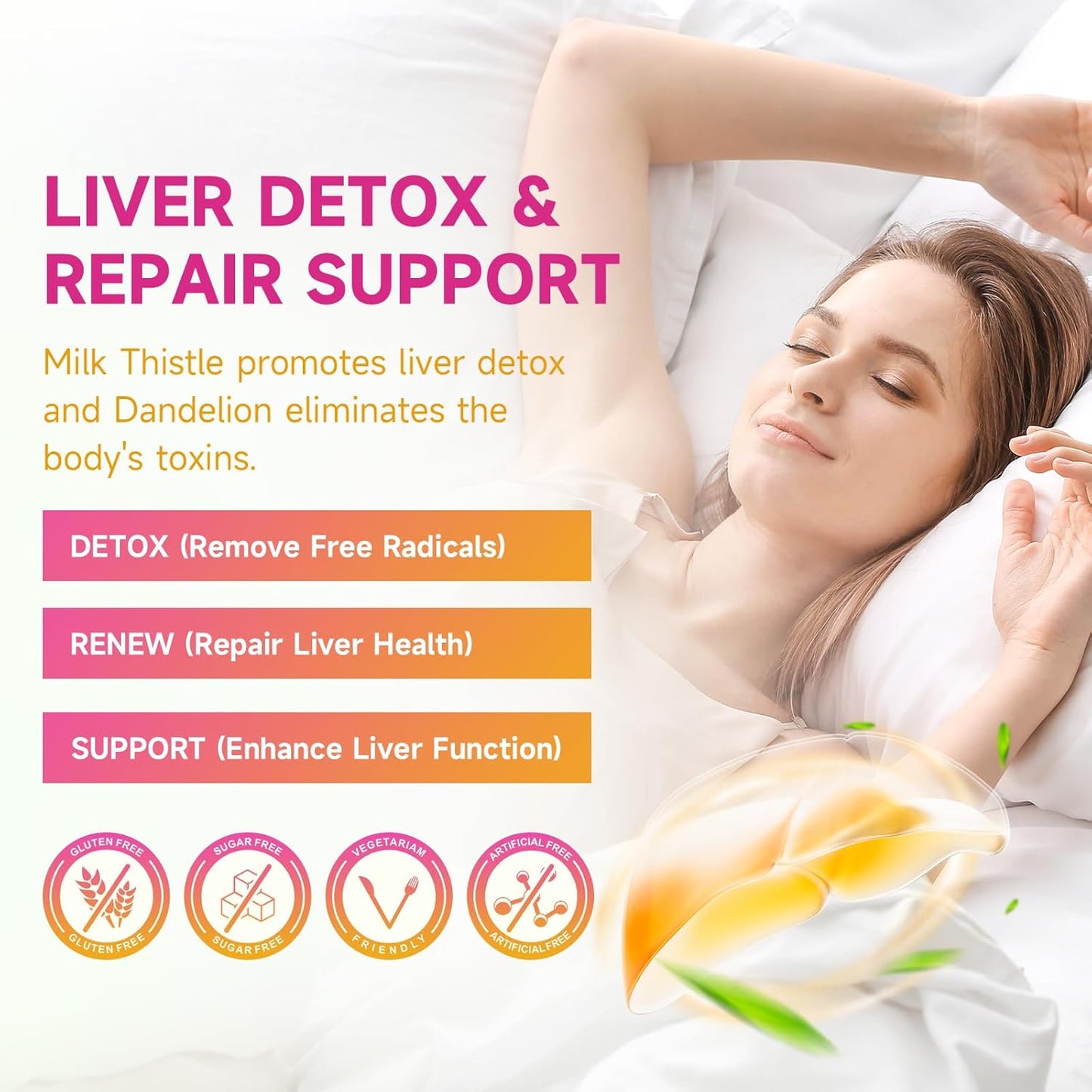 Liver Cleanse Gummies with Milk Thistle 3000mg - 24-in-1 Liver Health Supplement - Dandelion & Artichoke - 60 Sugar-Free Pineapple Flavored Gummies