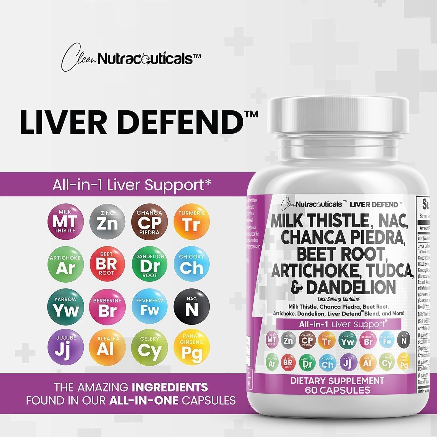 Liver Cleanse Supplement with Milk Thistle, NAC, Chanca Piedra, Beet Root, Artichoke, Dandelion Root, TUDCA, Choline, and Ginger - 2 Pack