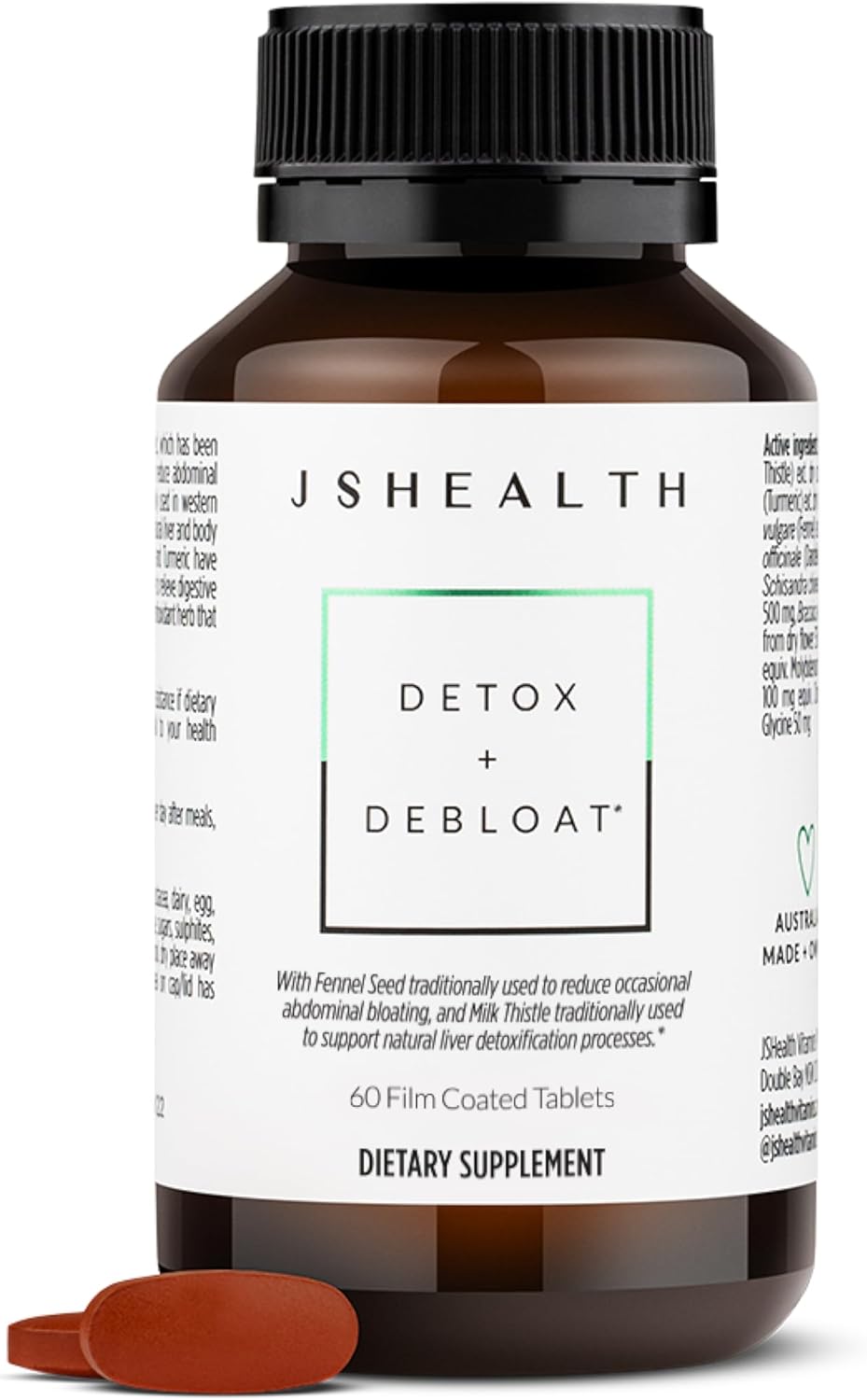 Liver Detox and Debloat Supplement with Milk Thistle, Turmeric, Fennel - 60 Tablets