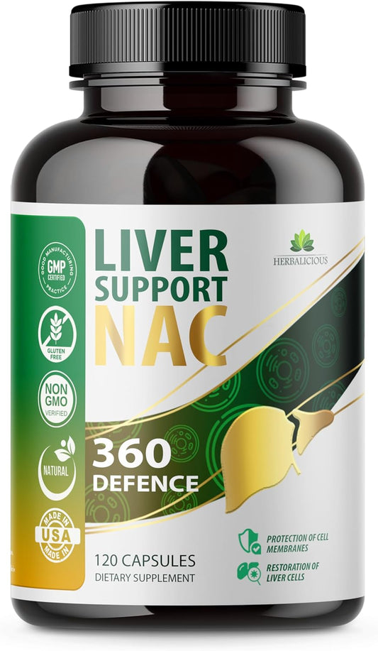 Liver Detox Capsules with NAC, Milk Thistle, Turmeric, and More - Promotes Liver Health and Cellular Protection - 120 Capsules