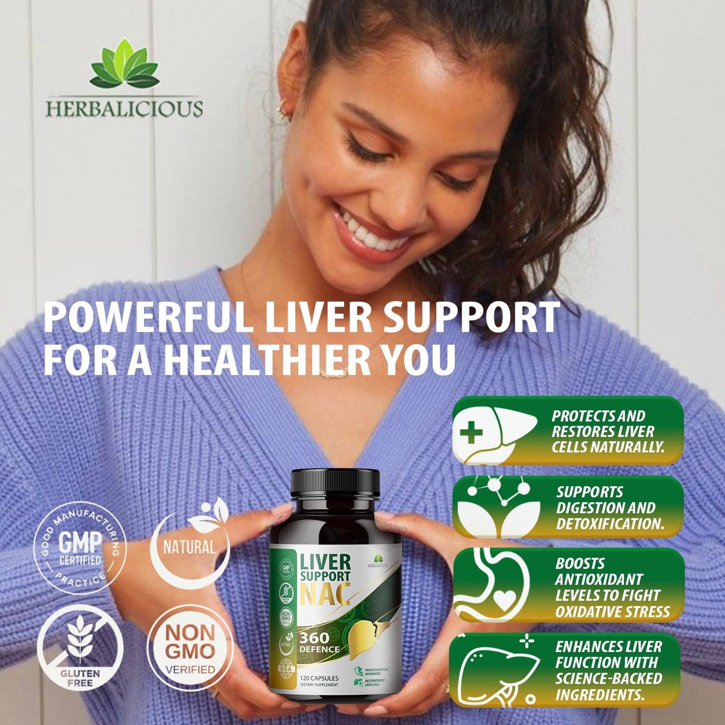 Liver Detox Capsules with NAC, Milk Thistle, Turmeric, and More - Promotes Liver Health and Cellular Protection - 120 Capsules