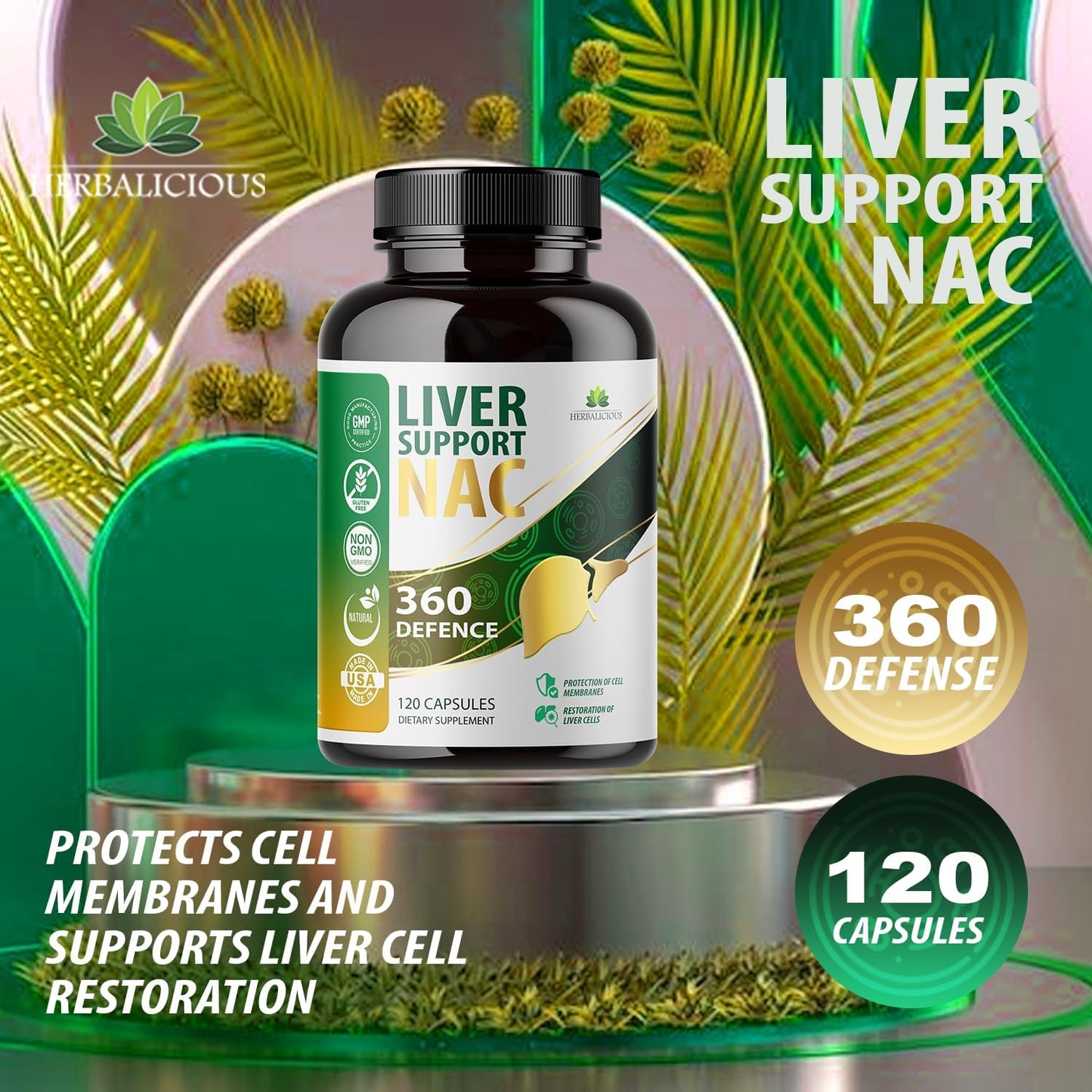 Liver Detox Capsules with NAC, Milk Thistle, Turmeric, and More - Promotes Liver Health and Cellular Protection - 120 Capsules