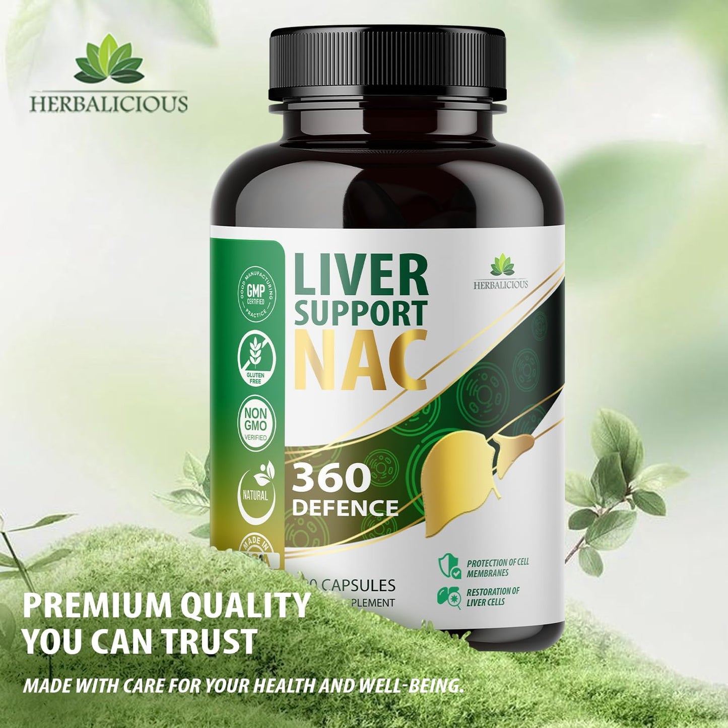 Liver Detox Capsules with NAC, Milk Thistle, Turmeric, and More - Promotes Liver Health and Cellular Protection - 120 Capsules