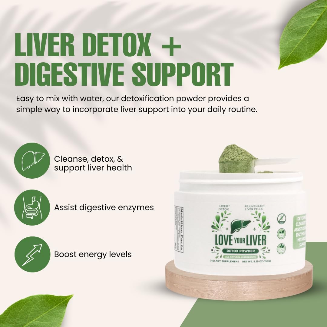 Liver Detox Cleanse Powder - 42 Servings with Milk Thistle, Dandelion Root, Turmeric, Artichoke Leaf - Liver Health Supplement Drink Powder