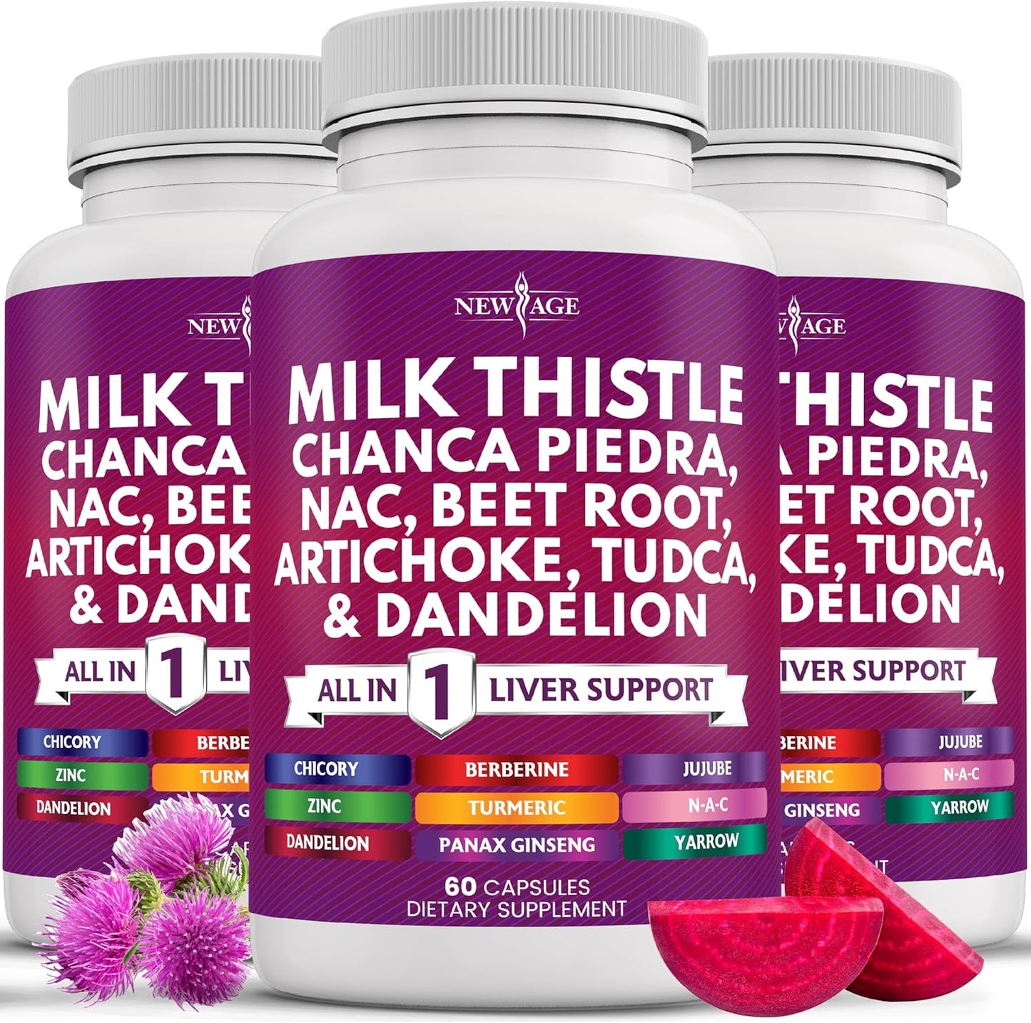 Liver Detox Cleanse Supplement - Milk Thistle, NAC, Chanca Piedra, Beet Root, Artichoke, Dandelion Root, Astragalus, TUDCA, Ginger - 180 Capsules