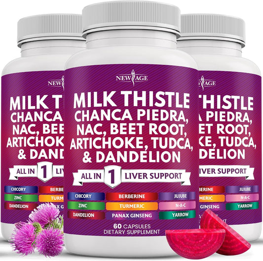 Liver Detox Cleanse Supplement - Milk Thistle, NAC, Chanca Piedra, Beet Root, Artichoke, Dandelion Root, Astragalus, TUDCA, Ginger - 180 Capsules