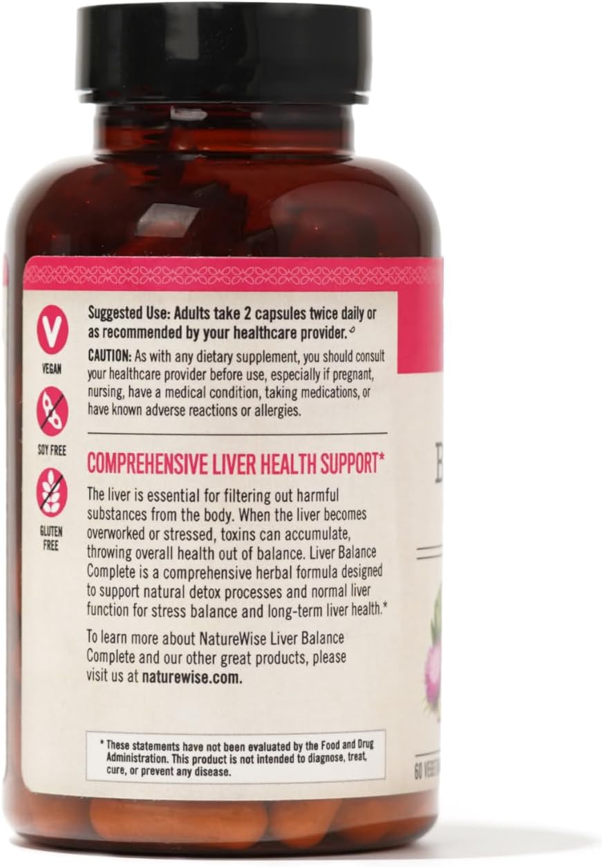 Liver Detox Cleanse Supplement with Milk Thistle & Turmeric - 30 Servings, 60 Veg Capsules - Supports Toxin Removal & Normal Liver Function - NatureWise Triple Repair Formula with Reishi & Kudzu