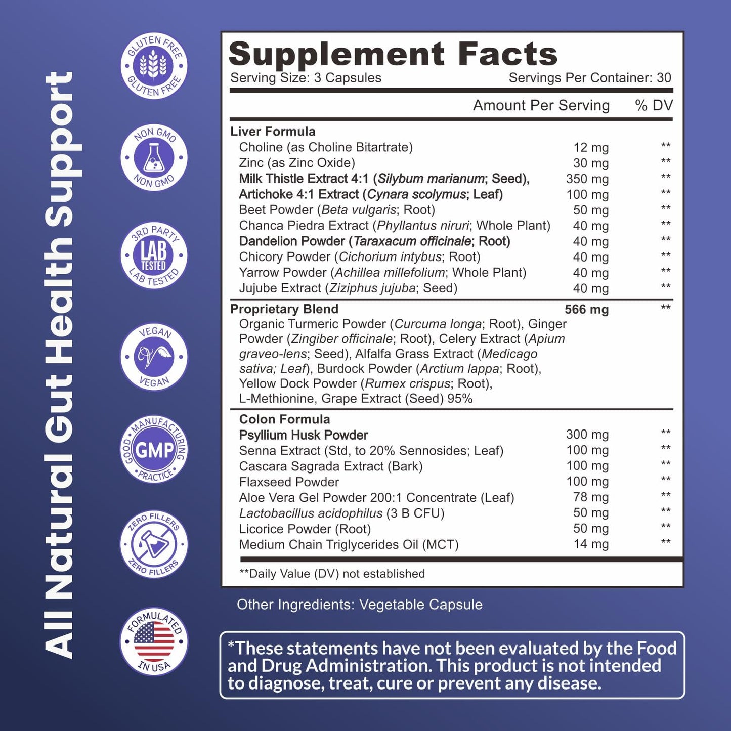 Liver Detox & Colon Cleanse: Double Strength Formula for Liver Cleanse, Colon Detox, and Repair - Premium Milk Thistle Supplement for Men & Women - Vegan 90 Capsules