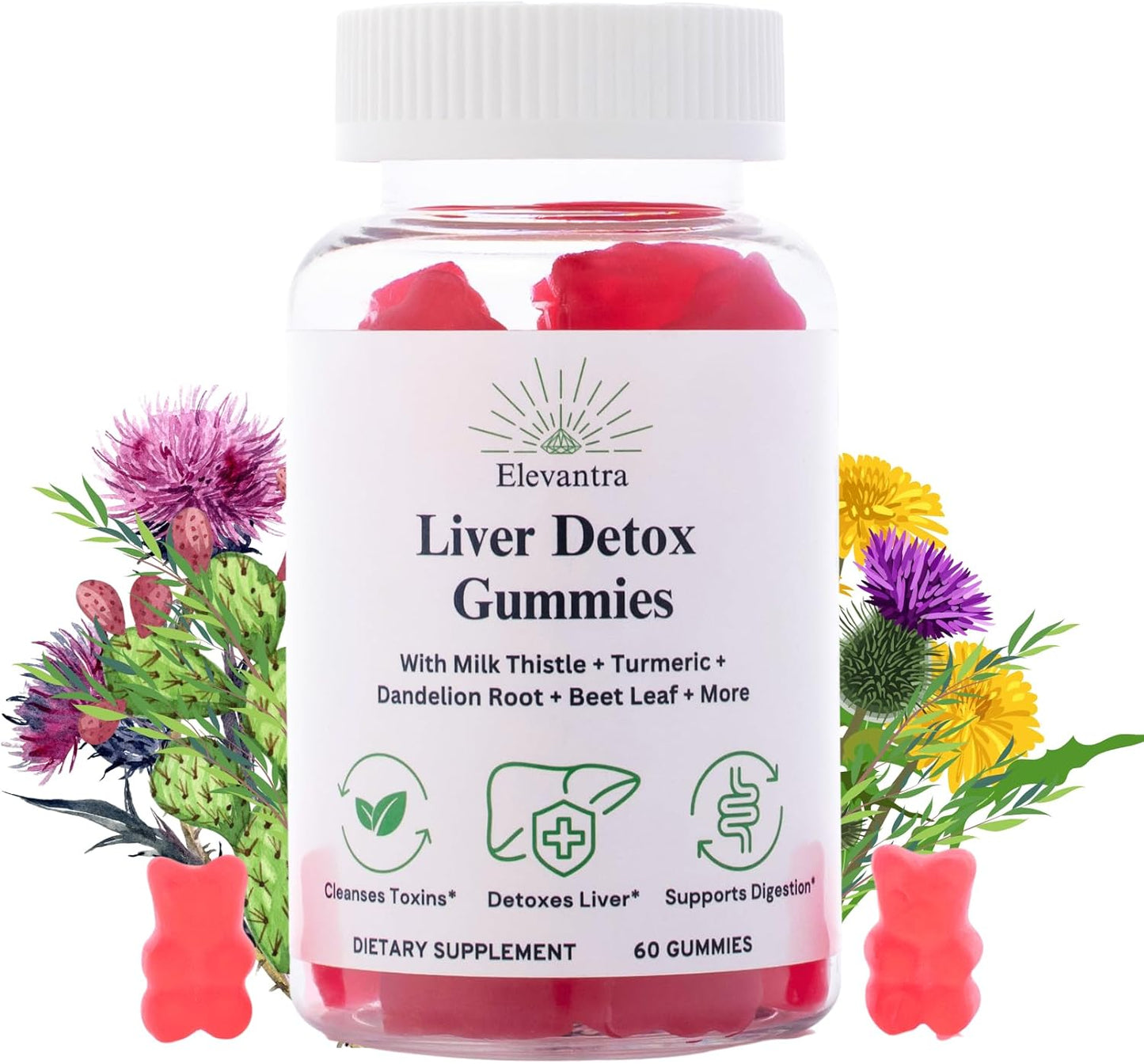 Liver Detox Gummies with Milk Thistle - Natural Liver Support Supplement for Detox Cleanse & Healthier Liver - Liver Detox Supplement Gummies