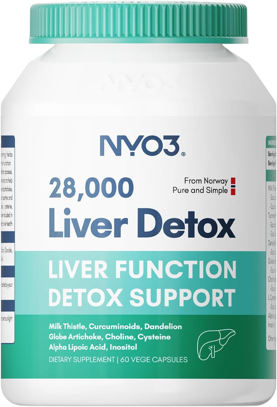 Liver Detox Supplement with Milk Thistle, Dandelion Root, Artichoke Silymarin - 60 Capsules Liver Cleanse & Support
