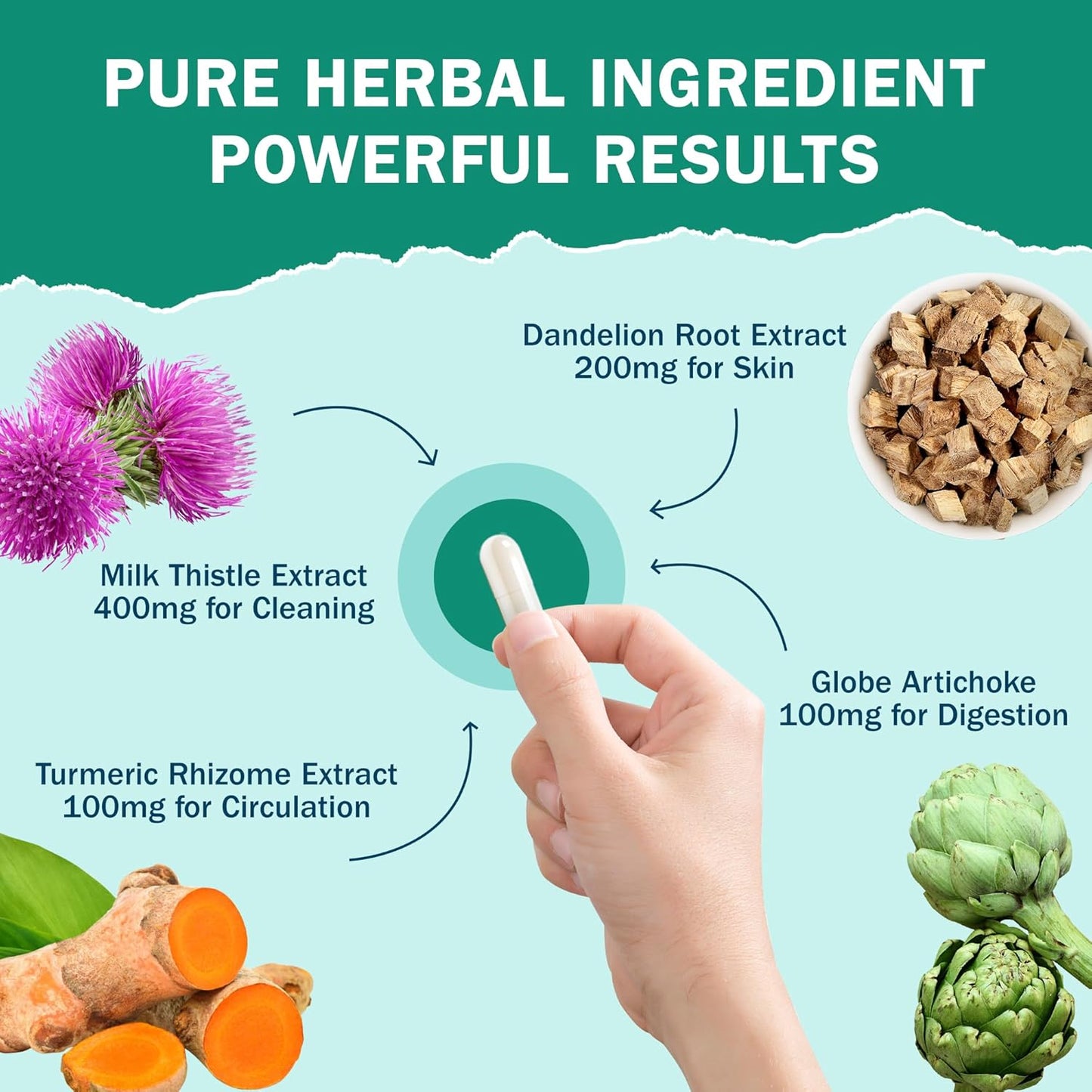 Liver Detox Supplement with Milk Thistle, Dandelion Root, Artichoke Silymarin - 60 Capsules Liver Cleanse & Support