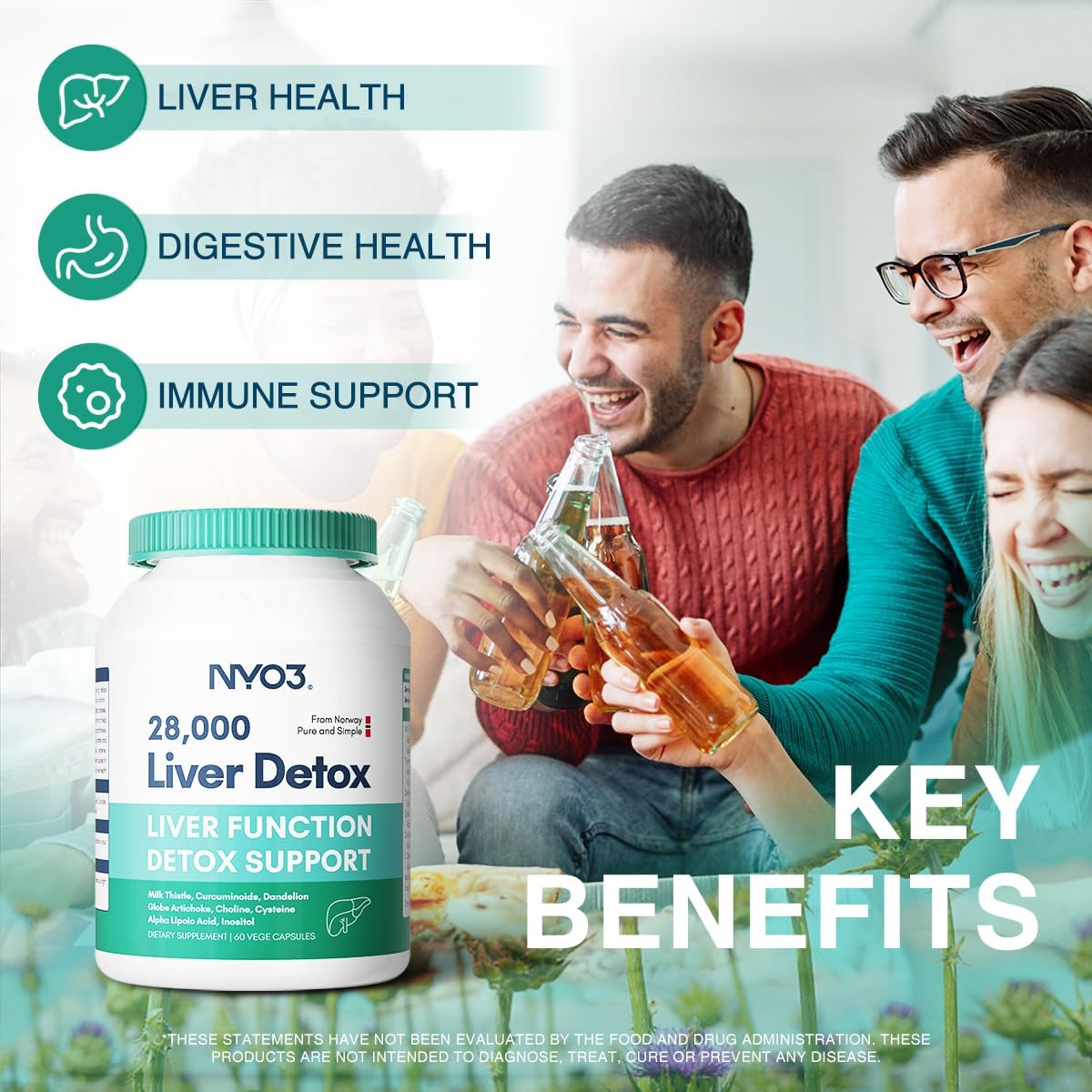 Liver Detox Supplement with Milk Thistle, Dandelion Root, Artichoke Silymarin - 60 Capsules Liver Cleanse & Support