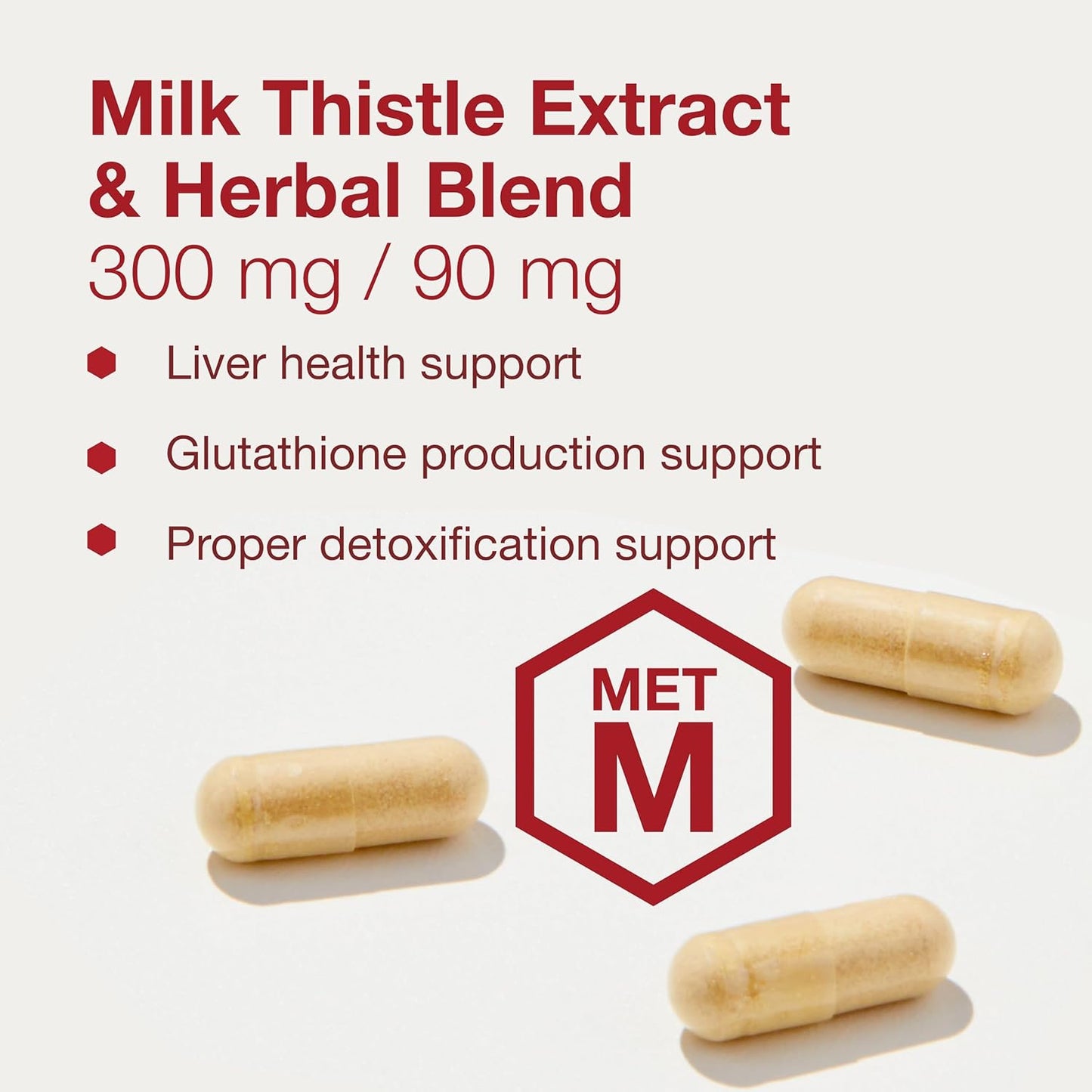Liver Detox Support Capsules with Milk Thistle & Methionine - Glutathione Supplement for Cleanse - Vegan & Dairy Free - 90 Veg Caps