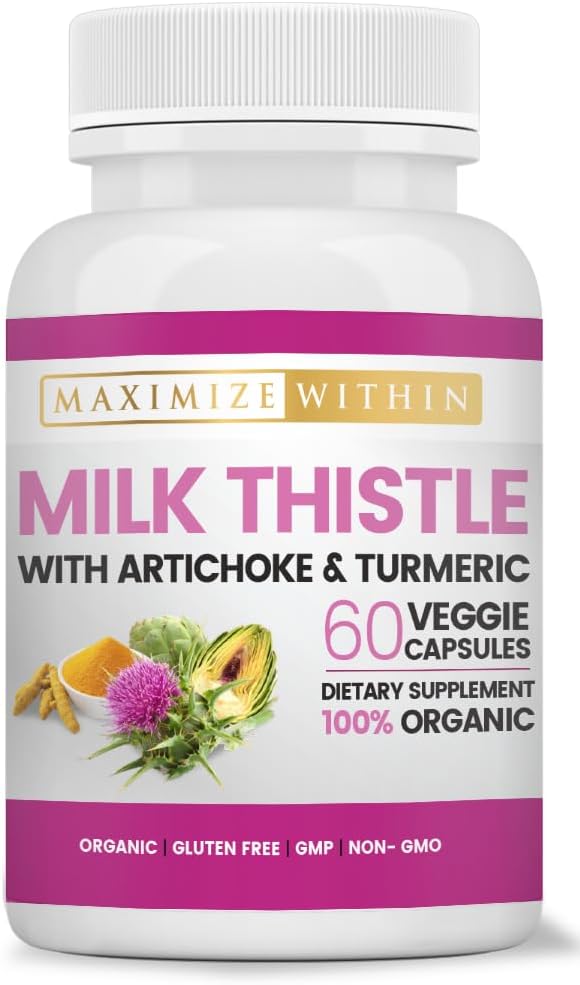 Liver Detox Support Supplement with Milk Thistle, Artichoke & Turmeric - Promotes Digestive Health, 60 Capsules