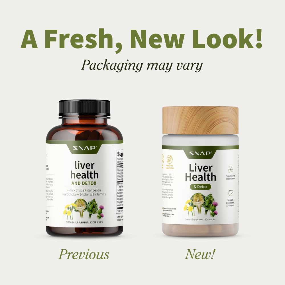 Liver & Detox Support Supplement with Milk Thistle, Dandelion Leaf Extract, Vitamins, Herbs, Antioxidants - 60 Capsules