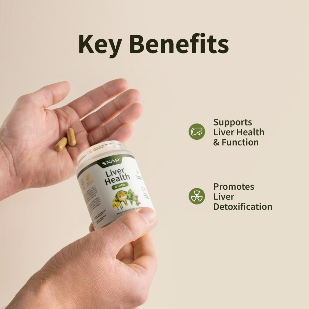 Liver & Detox Support Supplement with Milk Thistle, Dandelion Leaf Extract, Vitamins, Herbs, Antioxidants - 60 Capsules