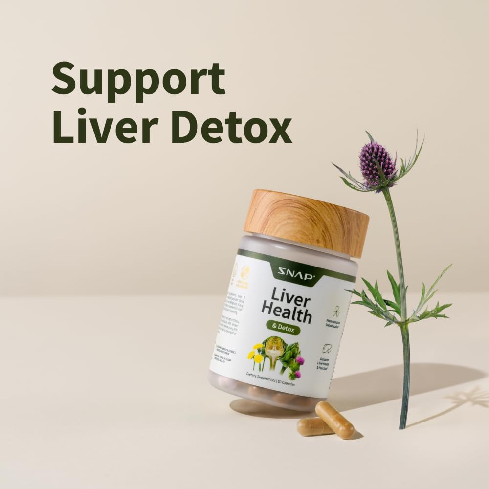 Liver & Detox Support Supplement with Milk Thistle, Dandelion Leaf Extract, Vitamins, Herbs, Antioxidants - 60 Capsules