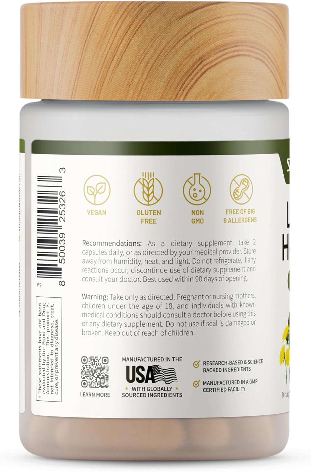 Liver & Detox Support Supplement with Milk Thistle, Dandelion Leaf Extract, Vitamins, Herbs, Antioxidants - 60 Capsules