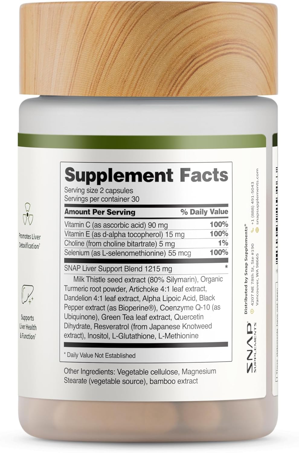 Liver & Detox Support Supplement with Milk Thistle, Dandelion Leaf Extract, Vitamins, Herbs, Antioxidants - 60 Capsules