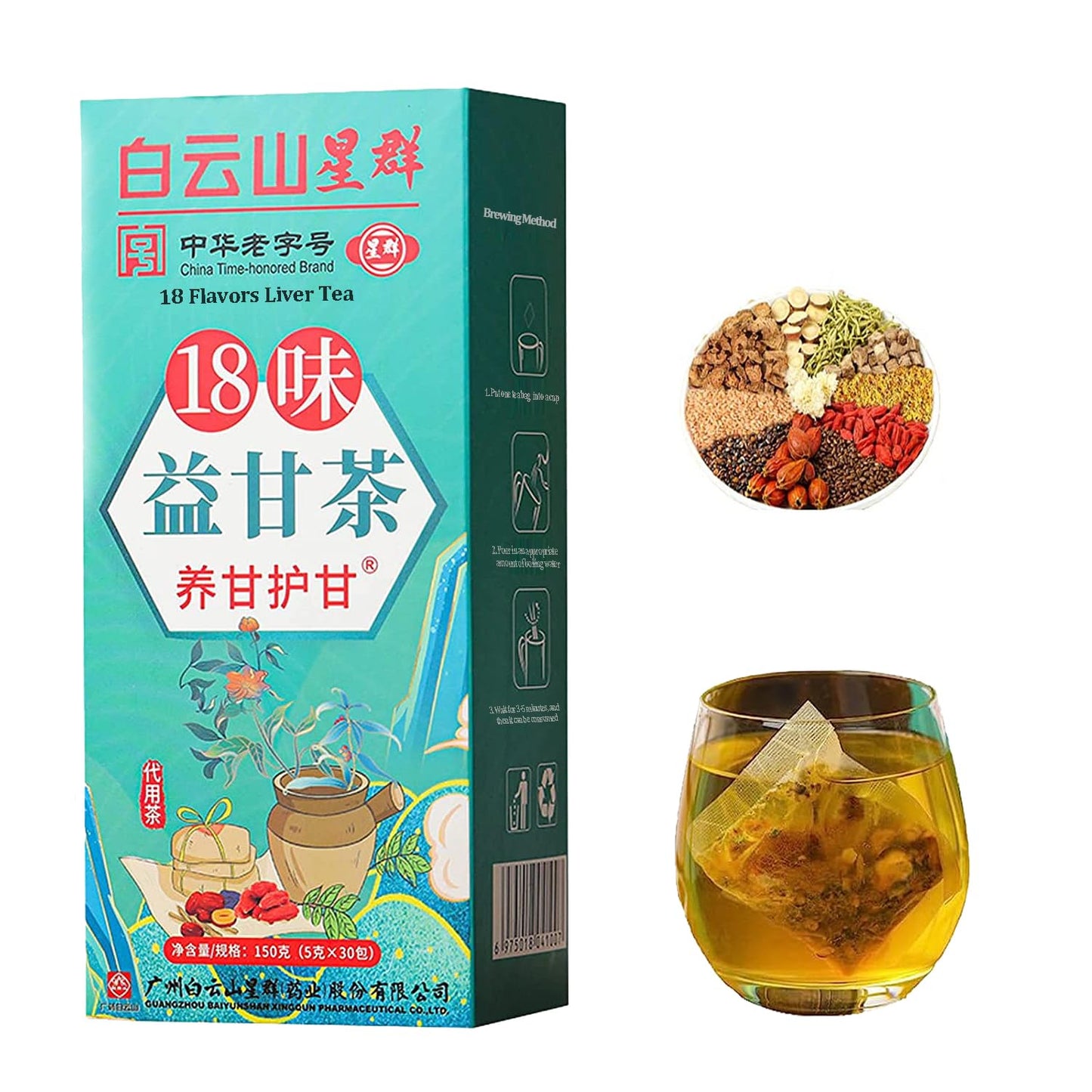 Liver Detox Tea with 18 Herbal Flavors - 30 Bags in 1 Box - Liver Support Tea