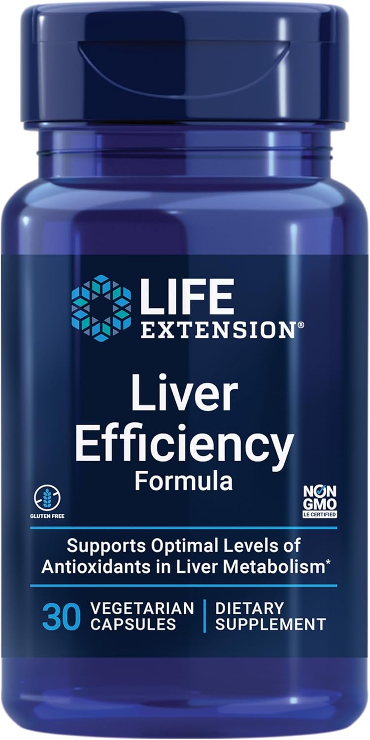 Liver Efficiency Formula for Healthy Liver Function, Antioxidant Support, Gluten-Free, Non-GMO, Vegetarian - 30 Capsules