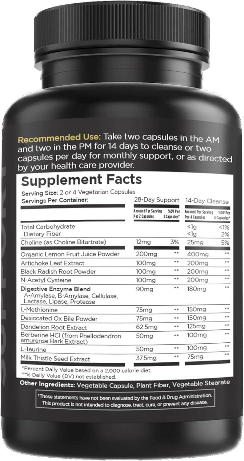 Liver & Gallbladder Cleanse Capsules with Ox Bile Powder - Supports Digestion & Liver Function - Non-GMO, Gluten-Free