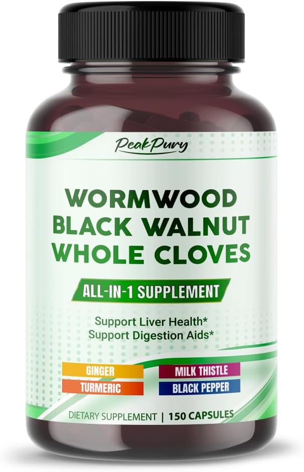 Liver Health & Digestion Support Supplement with Wormwood, Black Walnut, Cloves, Ginger - 150 Capsules - Made in USA