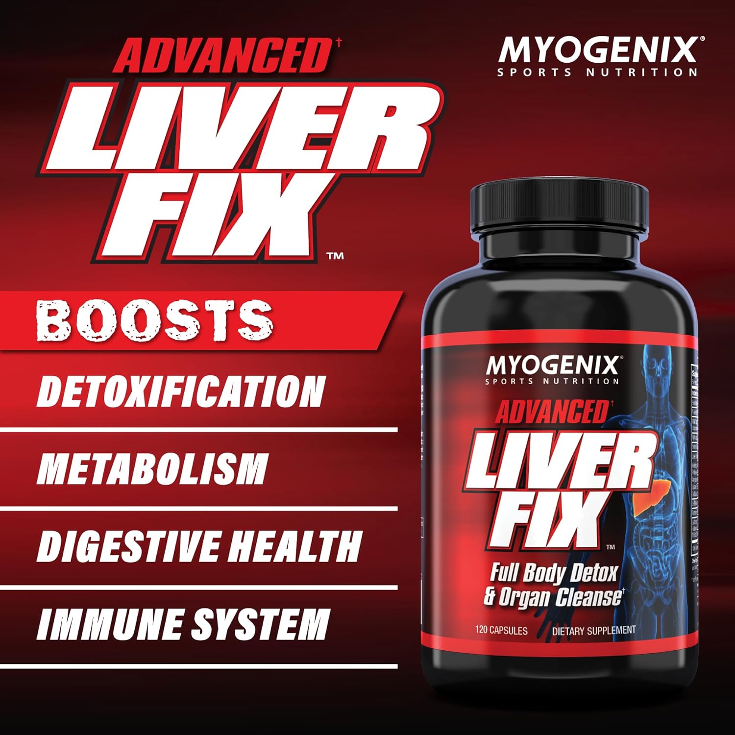 Liver Health Formula - Myogenix Advanced Liver Support Capsules, 120 Easy-to-Swallow Daily Supplement Capsules