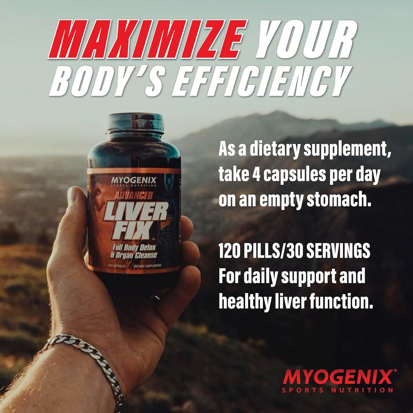 Liver Health Formula - Myogenix Advanced Liver Support Capsules, 120 Easy-to-Swallow Daily Supplement Capsules