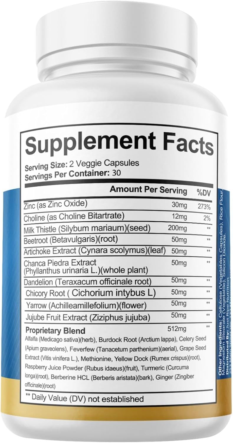 Liver Health Formula with Artichoke, Milk Thistle & Dandelion - Herbal Support Supplement for Liver Cleanse & Repair - 30 Days Supply