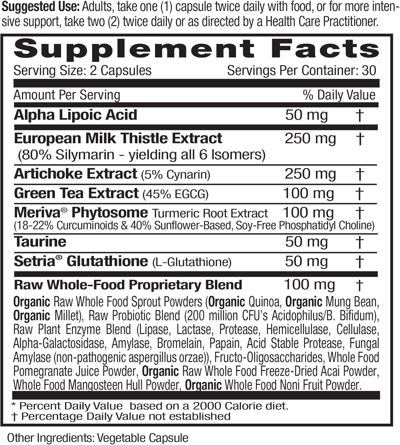 Liver Health Supplement with European Milk Thistle Extract for Immune Support & Energy - 60 Capsules