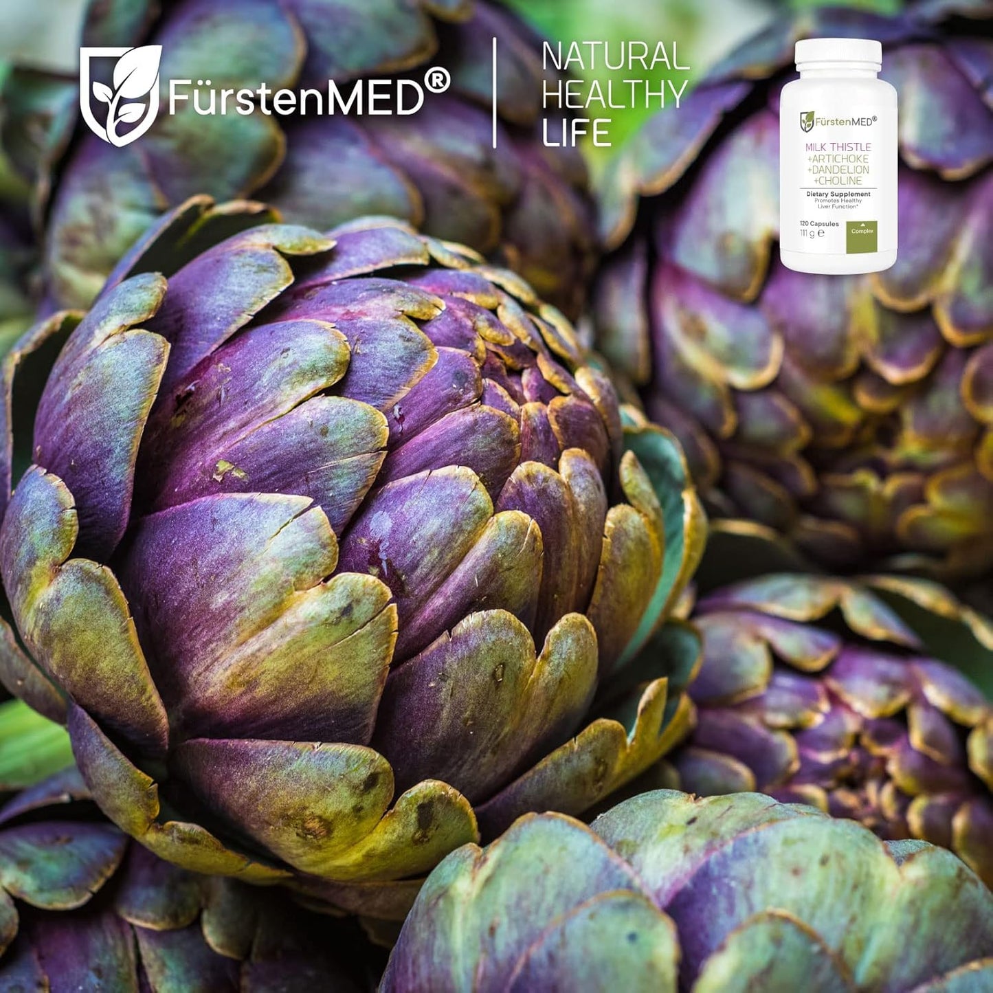 Liver Health Supplement with Milk Thistle, Artichoke Extract, Dandelion Root & Choline - Vegan Support - 120 Capsules - High Silymarin Dose