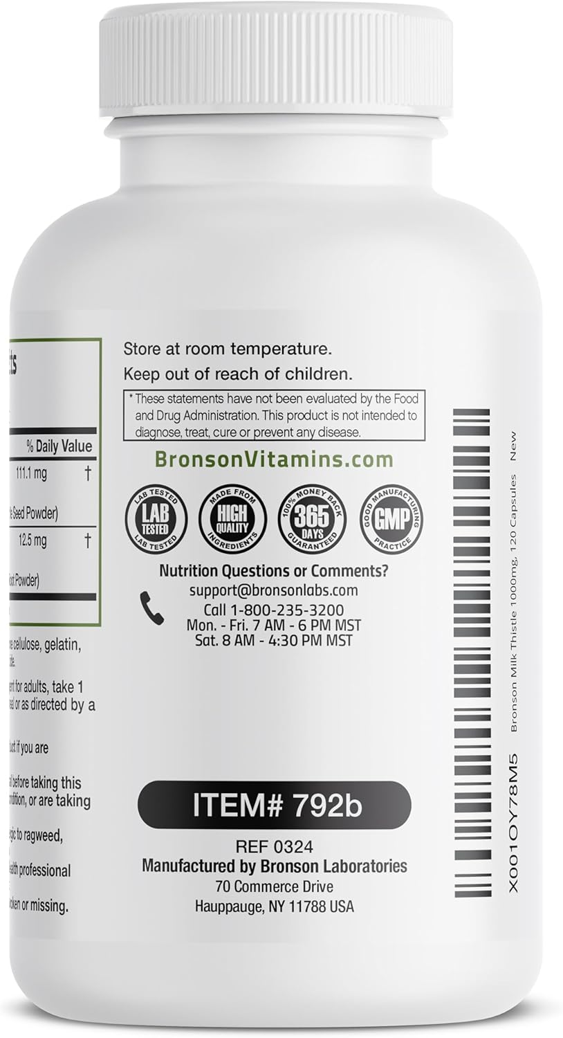 Liver Health Support with Milk Thistle, Silymarin, Marianum, and Dandelion Root - Antioxidant & Detox Supplement, 120 Capsules