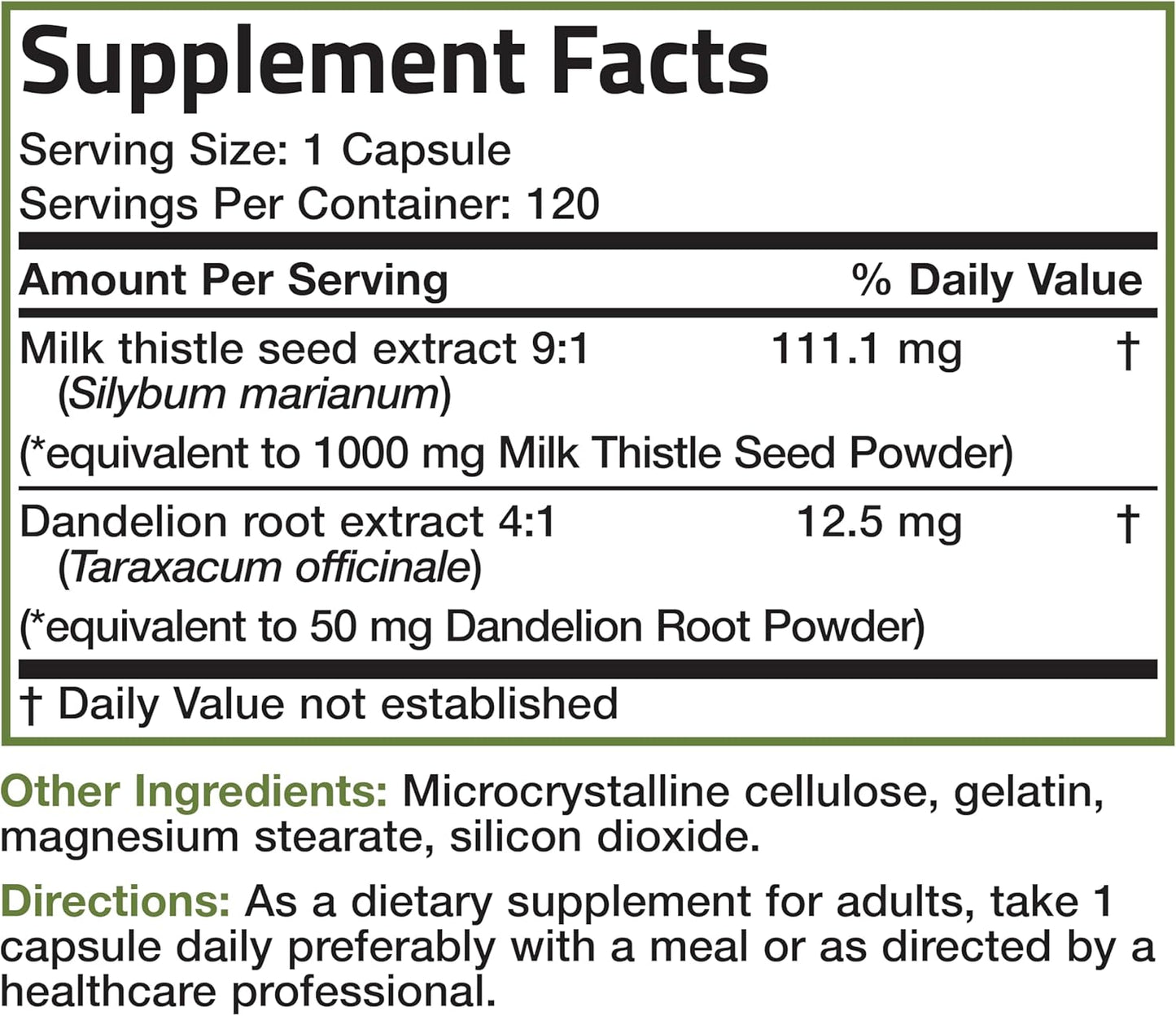 Liver Health Support with Milk Thistle, Silymarin, Marianum, and Dandelion Root - Antioxidant & Detox Supplement, 120 Capsules