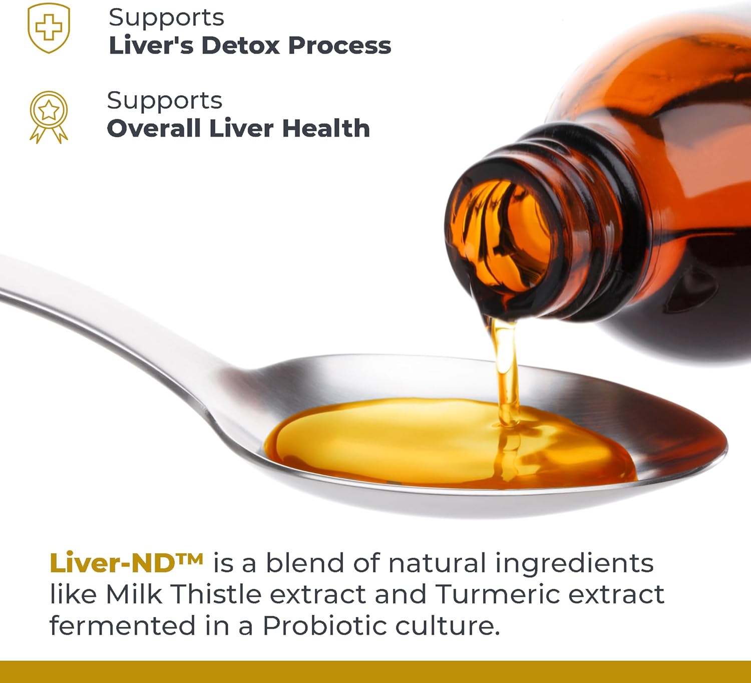 Liver-ND Liquid Drops - Fermented Liver Cleanse Supplement with Milk Thistle, Probiotics, Antioxidants, Turmeric - 8oz
