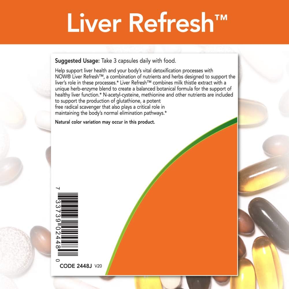 Liver Refresh™ with Milk Thistle Extract and Herb-Enzyme Blend, 90 Veg Capsules by NOW Foods