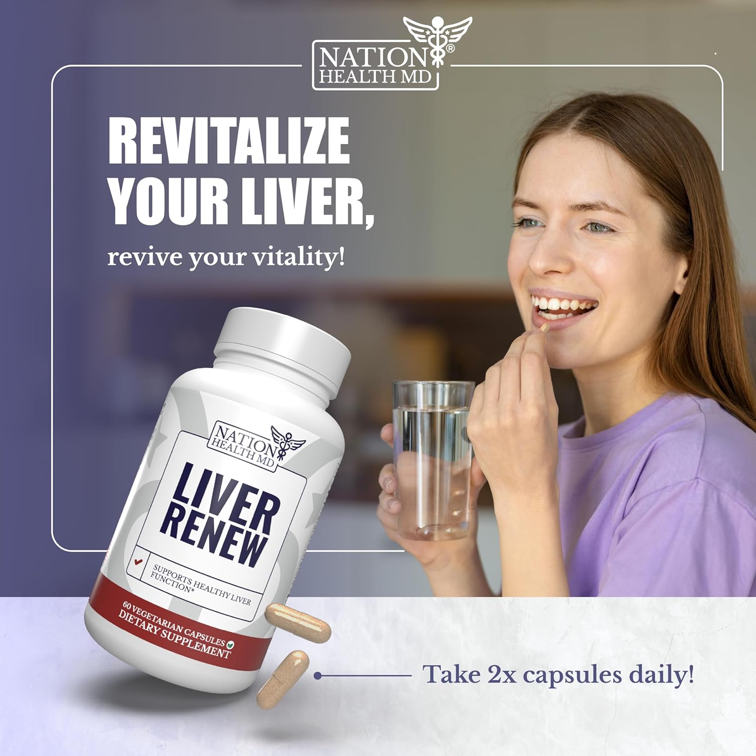 Liver Renew - Liver Cleanse Detox & Repair Supplement with Artichoke, Milk Thistle, Dandelion, Turmeric - 60 Capsules