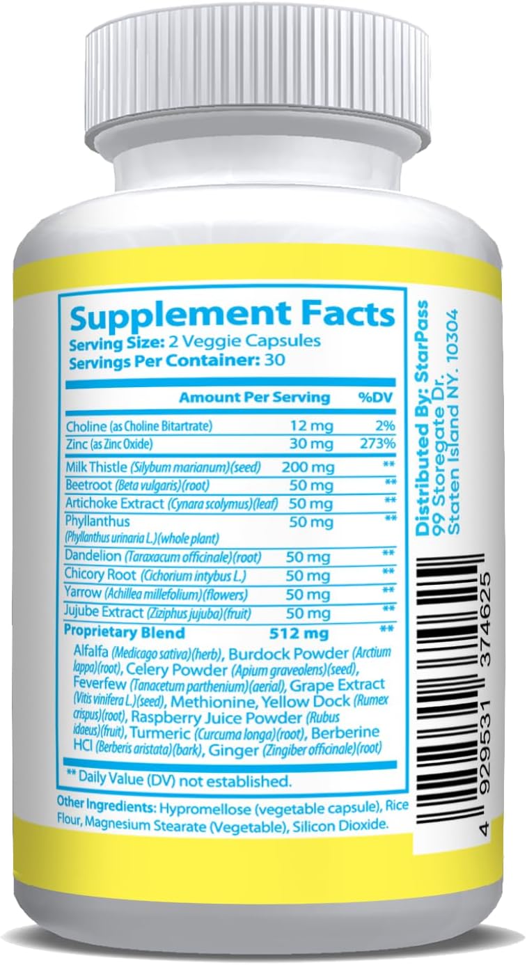 Liver Revive Detox & Support Formula with Artichoke, Dandelion Root, Beetroot - Liver Defense Supplement for Healthy Function - 60 Capsules