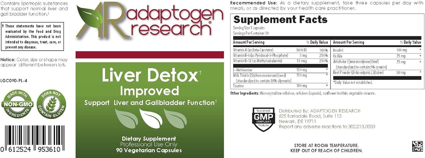 Liver Support Capsules with Ox Bile, Milk Thistle, Beet Powder, Artichoke | 90 Veg Caps | Adaptogen Research