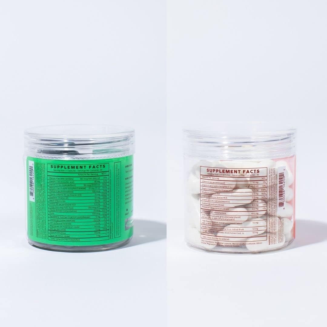 Liver Support Combo | Daily Supplements for Drinkers | Protect Liver & Replenish Vitamins | Choline, Betaine, Niacin, B-Vitamins, L-Cysteine | 60 Doses